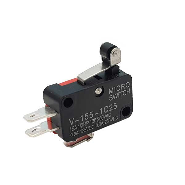 میکروسوئیچ ریز فیشی مدل V-155 اهرم کوتاه قرقره دار