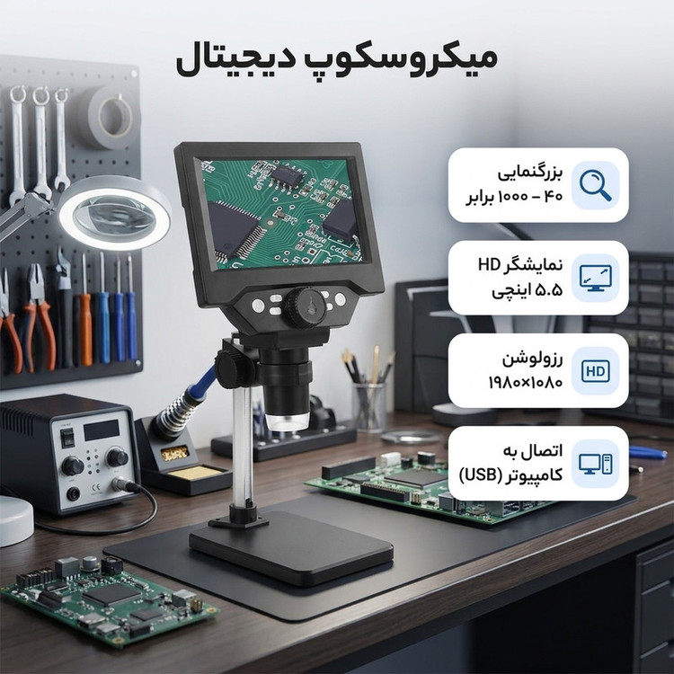 میکروسکوپ دیجیتال مدل لوپ پله ای کد 1000X